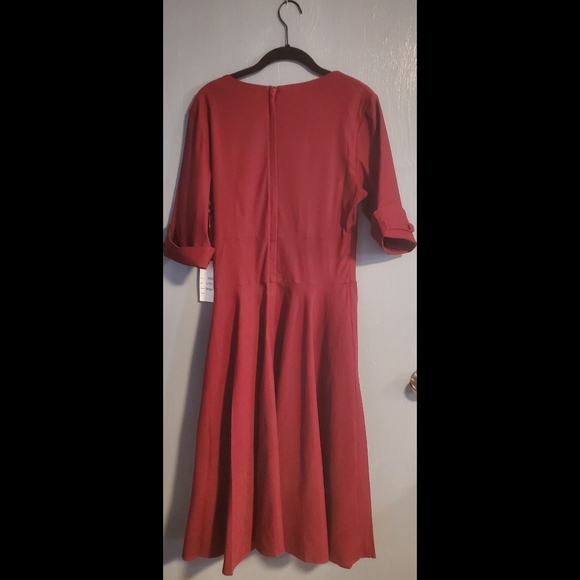 Unique Vintage Burgundy Delores Swing Dress - Picture 3 of 9
